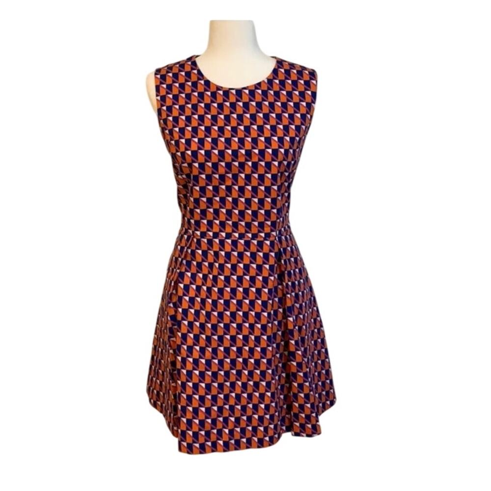 Kate spade Saturday pleated flare dress with geometric pattern women's size 6
